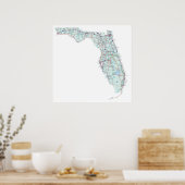 Florida Interstate Map drucken Poster (Küche)