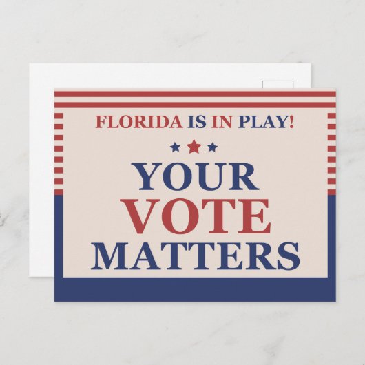 Florida ist im Spiel Ihre Abstimmung Materie GOTV Postkarte (Vorne/Hinten)