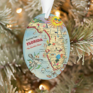 Florida-Karte Acryl-Ornament, oval Ornament