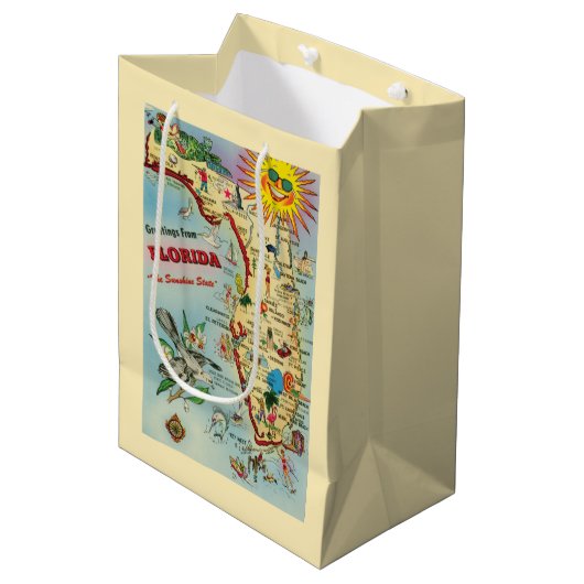 Florida-Karte Geschenktasche Mittlere Geschenktüte (Vorderseite Schrägansicht)
