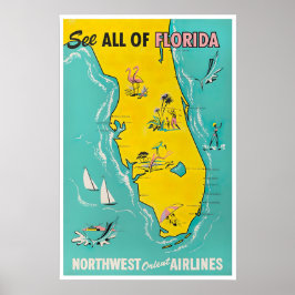 Florida-Karte Poster Reise Kunst Retro Floridian