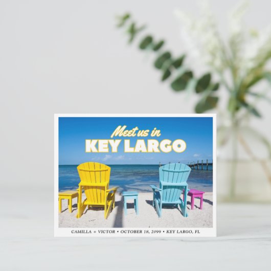 Florida Key Largo Wedding Save the Date Postcard Postkarte (Stehend Vorderseite)