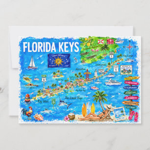 Florida Keys Aquarell-Reisekarten-Postkarte Einladung