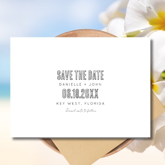 Florida Keys Beach Hochzeit Save the Date Ankündigung