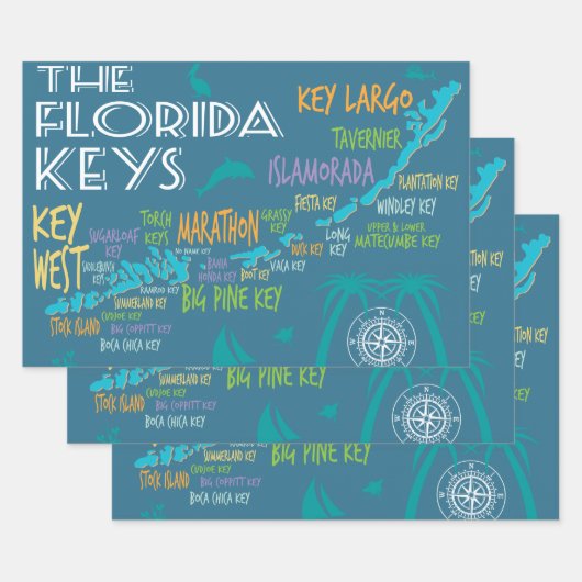 Florida Keys Karte mit Inselnamen Geschenkpapier Set (Set)