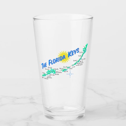 Florida Keys Karte mit Inselnamen Glas (Vorderseite)