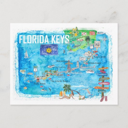 Florida Keys Key West Marathon Key Largo Postkarte (Vorderseite)