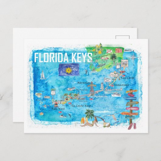 Florida Keys Key West Marathon Key Largo Postkarte (Vorne/Hinten)