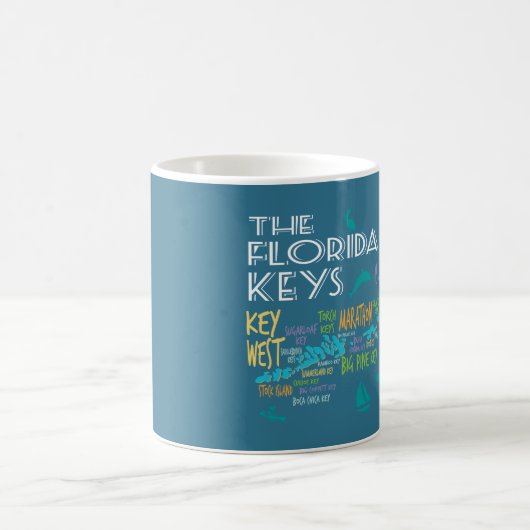 Florida Keys Map mit farbigen Namen Kaffeetasse (Mittel)