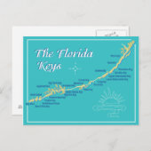 Florida Keys Map Postkarte (Vorne/Hinten)