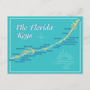 Florida Keys Map Postkarte