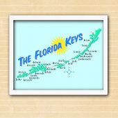 Florida Keys Map Retro-Abbildung Poster