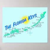Florida Keys Map Retro-Abbildung Poster (Vorne)