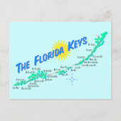 Florida Keys Map Retro-Abbildung Postkarte (Vorderseite)