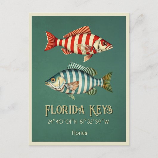 Florida Keys nautisch gestreifter Fisch Postkarte (Vorderseite)