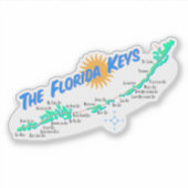 Florida Keys Retro Karte mit Inselnamen Aufkleber (Vorderseite)