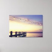Florida Keys Sunset Dock String Lights Szene Leinwanddruck (Vorderseite)