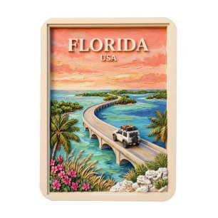 Florida Keys USA Reise Vintage Tropische Rundreise Magnet