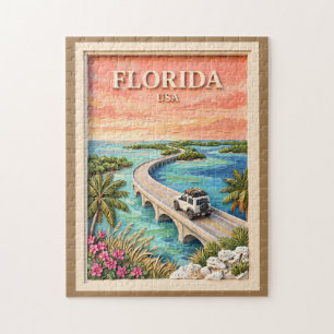 Florida Keys USA Reise Vintage Tropische Rundreise Puzzle