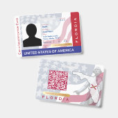 FLORIDA - Kind-ID-Karte - Hintergrund der US-Flagg Ausweis (Vorder- & Rückseite)