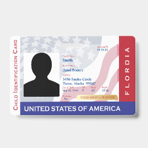 FLORIDA - Kinder-ID-Karte - Hintergrund mit USA-F Ausweis