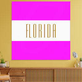FLORIDA Klassische, helle, tropisch rosa Streifen Leinwanddruck