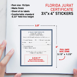 FLORIDA-konformes Notar-Jurat-Zertifikat 3,5x4" Weinetikett
