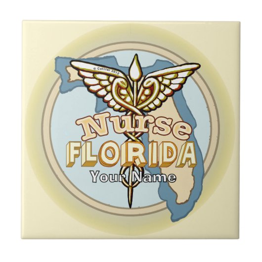 Florida Krankenpfleger Caduceus Kachel (Vorderseite)