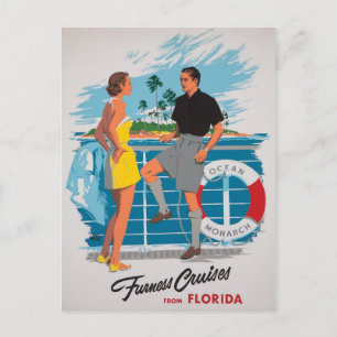 Florida Kreuzfahrten Vintage Poster wiederbelebt Postkarte