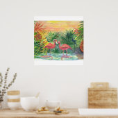 Florida Kunst - Flamingos Poster (Küche)
