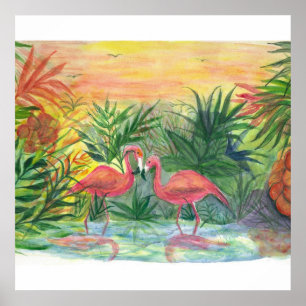 Florida Kunst - Flamingos Poster