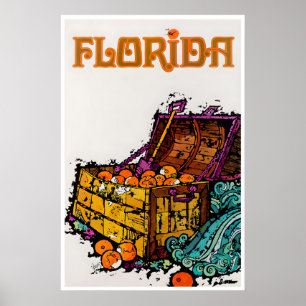 Florida Kunst Reiseposter Orangen Schatz Druck Poster