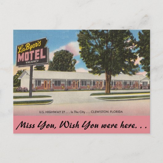 Florida, La Byer's Motel, Clewiston Postkarte (Vorderseite)