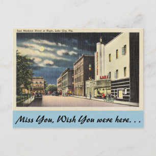 Florida, Lake City, East Madison St. bei Nacht. Postkarte
