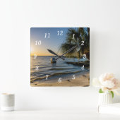 Florida Leaning Palm Tree Sonnenuntergang Wall Uhr (Zuhause)