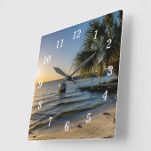 Florida Leaning Palm Tree Sonnenuntergang Wall Uhr (Winkel)