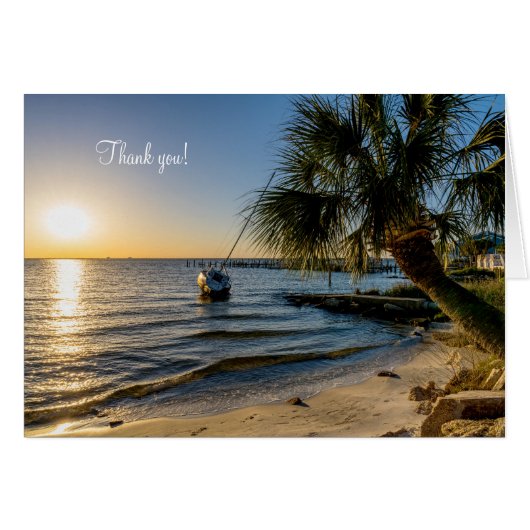 Florida Leaning Palm Tree Sunset Danke Karte (Vorderseite (Horizontal))