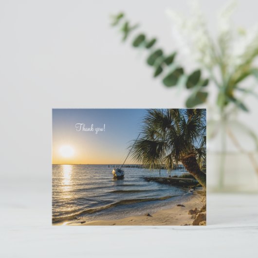 Florida Leaning Palm Tree Sunset Danke U Postcard Postkarte (Stehend Vorderseite)