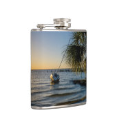 Florida Leaning Palm Tree Sunset Flask Flachmann (Rechts)