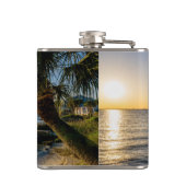 Florida Leaning Palm Tree Sunset Flask Flachmann (Rückseite)