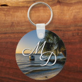 Florida Leaning Palm Tree Sunset Key Chain Schlüsselanhänger (Rückseite)