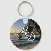 Florida Leaning Palm Tree Sunset Key Chain Schlüsselanhänger (Rückseite)