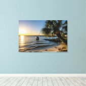 Florida Leaning Palm Tree Sunset Leinwand (Insitu (Holzboden))