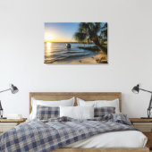 Florida Leaning Palm Tree Sunset Leinwand (Insitu (Schlafzimmer))