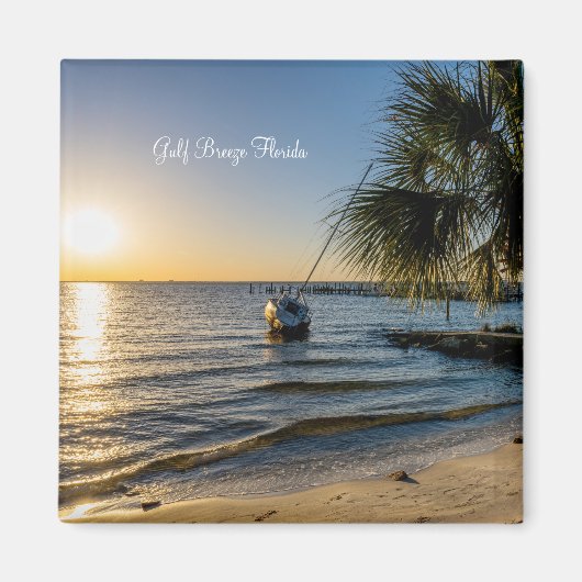 Florida Leaning Palm Tree Sunset Magnet (Vorne)