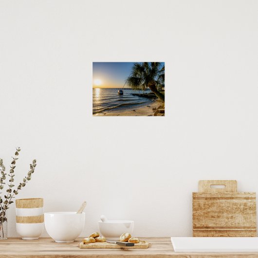 Florida Leaning Palm Tree Sunset Poster (Küche)