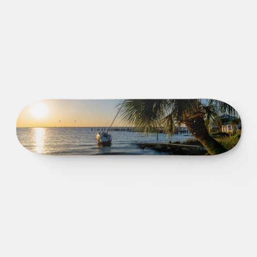 Florida Leaning Palm Tree Sunset Skateboard (Horizontal)