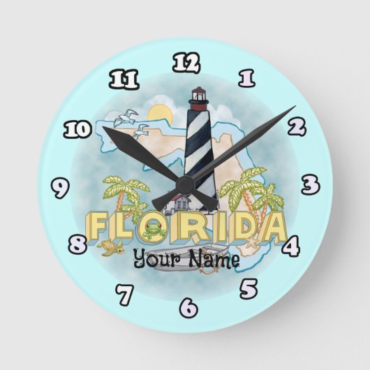 Florida Leuchtturm  Runde Wanduhr (Vorderseite)