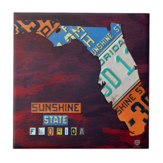 Florida License Plate Map Keramik Tile V2 Fliese
