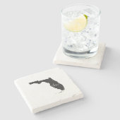 Florida Liebe Staat in schwarzer Form Steinuntersetzer (Seitenansicht)